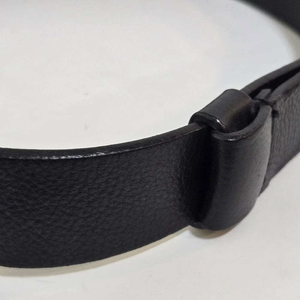 Chico's Adjustable Belt M/L 3D Frog Silver gold Buckle Black Leather Boho Artsy